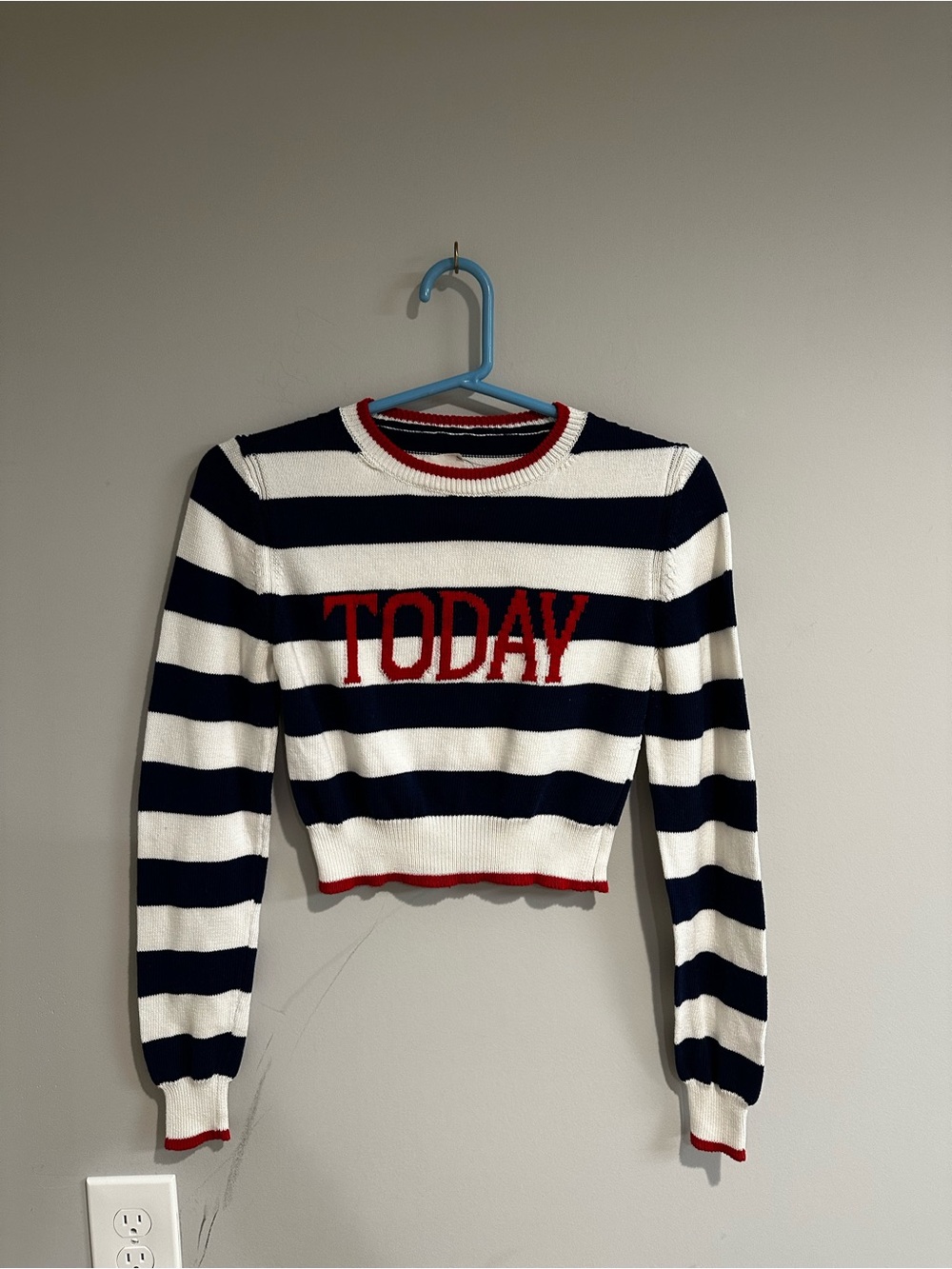 Alberta Ferretti Striped ‘TODAY' Cropped Sweater Made in Italy 100%Cotton preppy